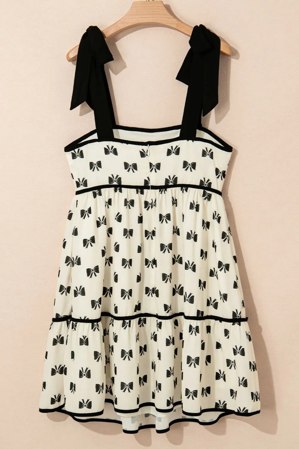 Bow Knot Color Contrast Trim Knotted Shoulder Mini Dress - Image 8