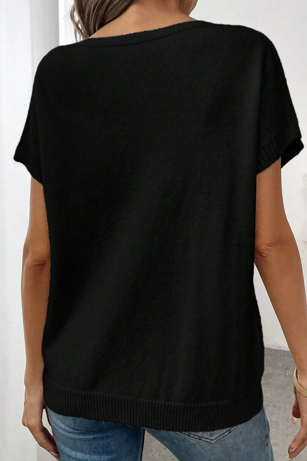 Bow Pattern Knit Short Sleeve Sweater - Image 12