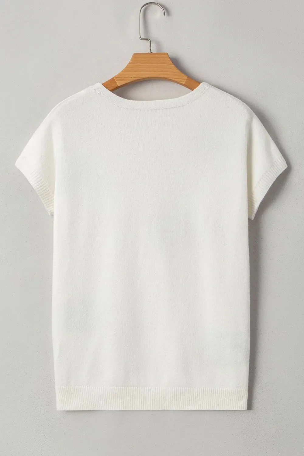 Bow Pattern Knit Short Sleeve Sweater - Image 7