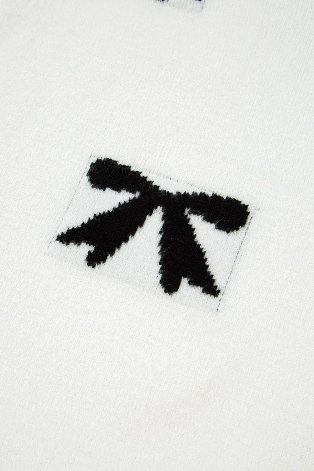 Bow Pattern Knit Short Sleeve Sweater - Image 9