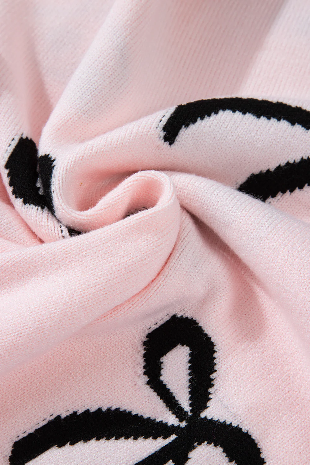 Bow Pattern Round Neck Loose Fit Sweater - Image 12