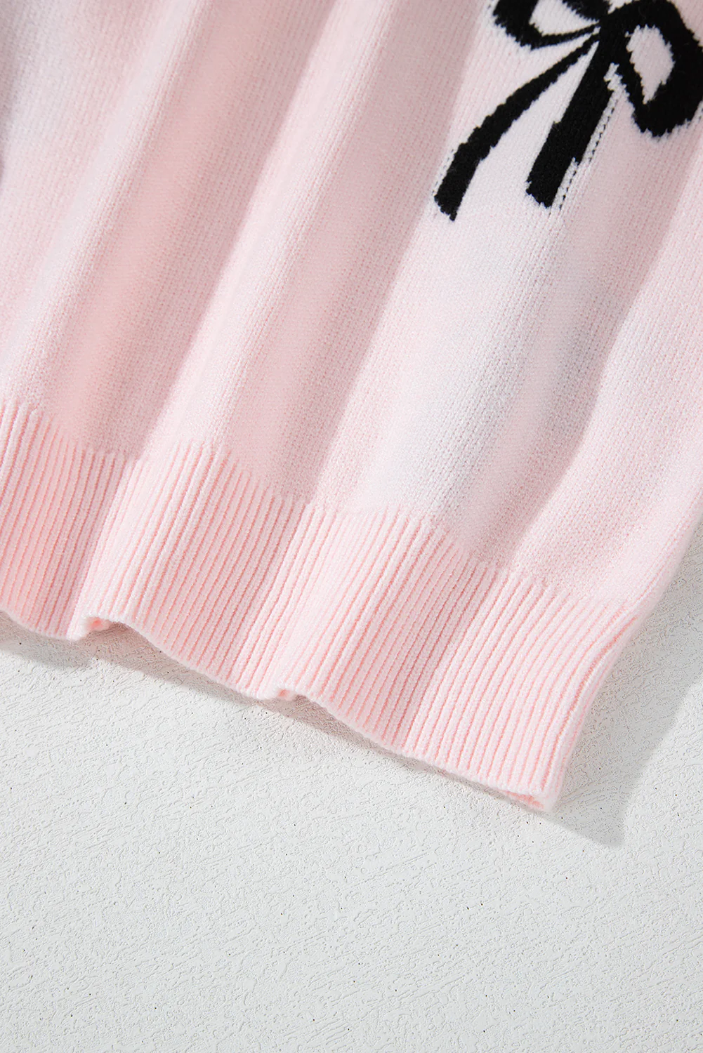 Bow Pattern Round Neck Loose Fit Sweater - Image 7