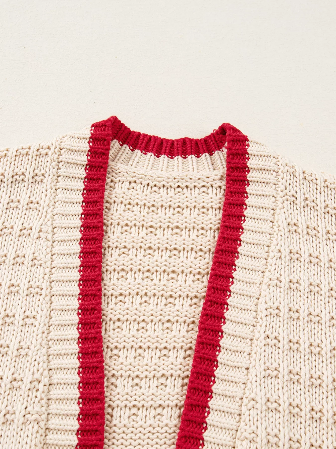 Bow Pattern Textured Open Front Baggy Cardigan - Image 5