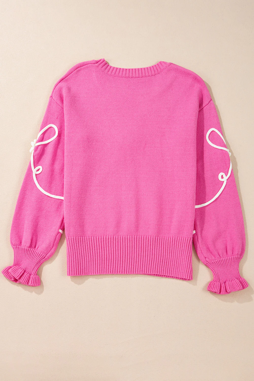 Bow Round Neck Dropped Shoulder Sweater - Image 7