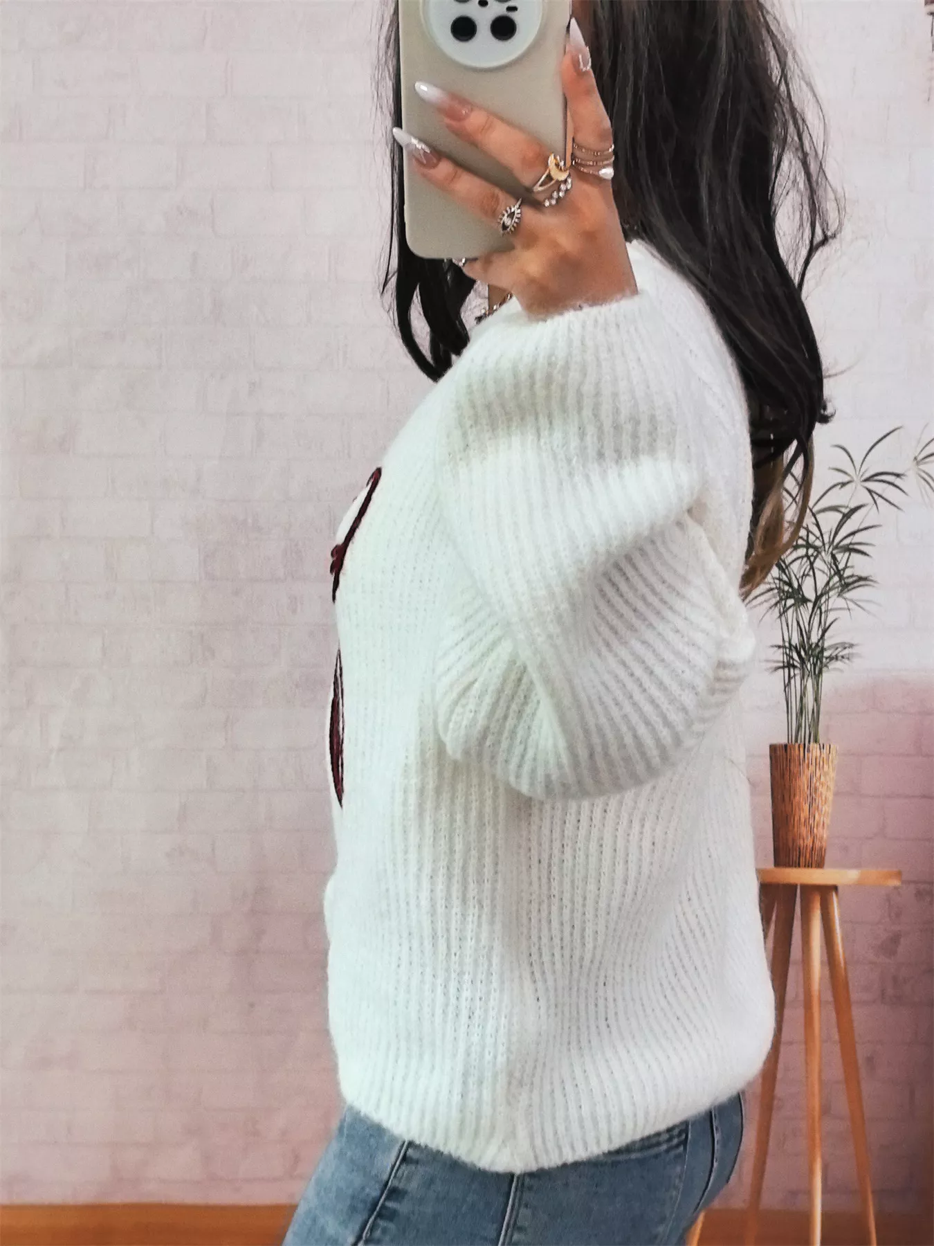 Bow Round Neck Long Sleeve Sweater - Image 5