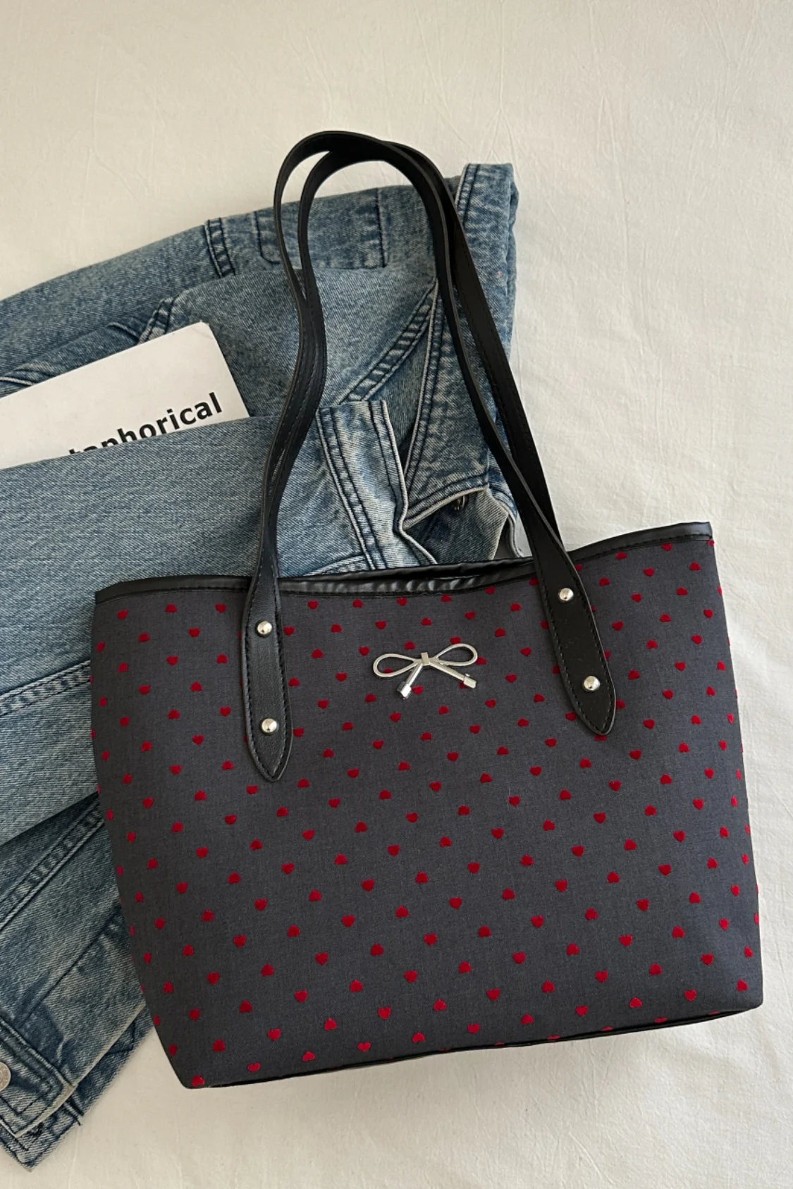 Bow Trim Polyester Tote Bag - Image 21