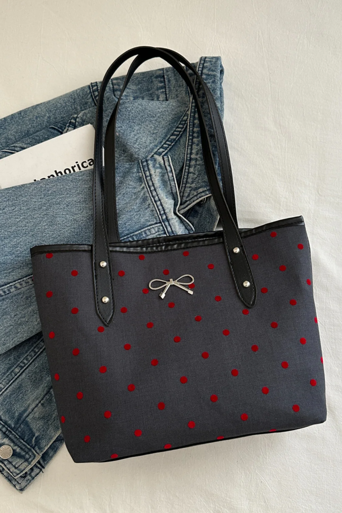 Bow Trim Polyester Tote Bag - Image 36