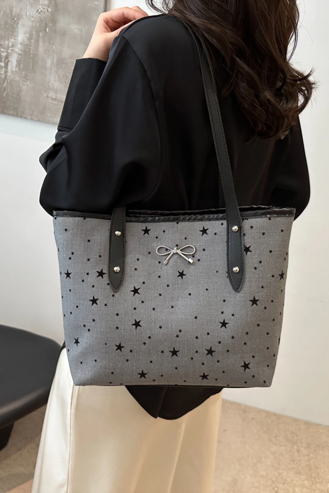 Bow Trim Polyester Tote Bag - Image 6