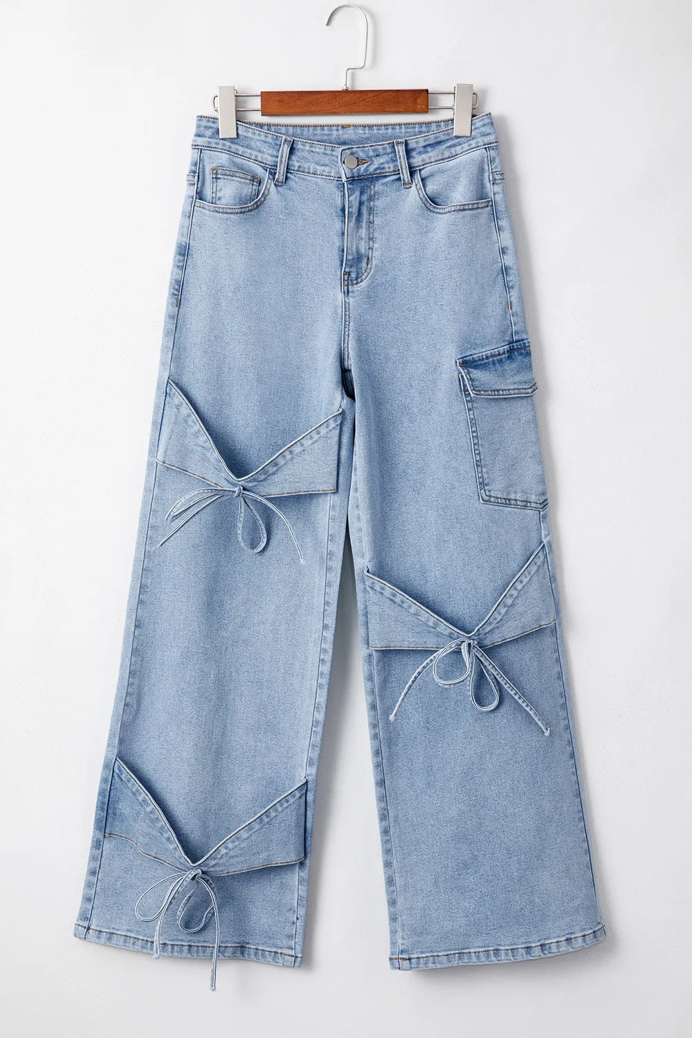 Bowknot Decor Cargo Jeans - Image 3