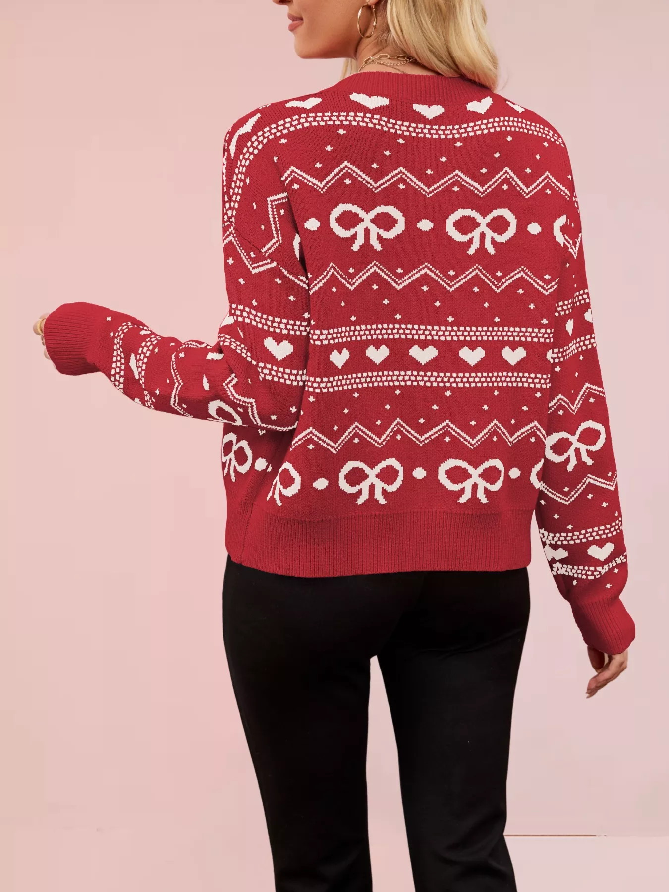 Bowknot Pattern Knit Cardigan - Image 15