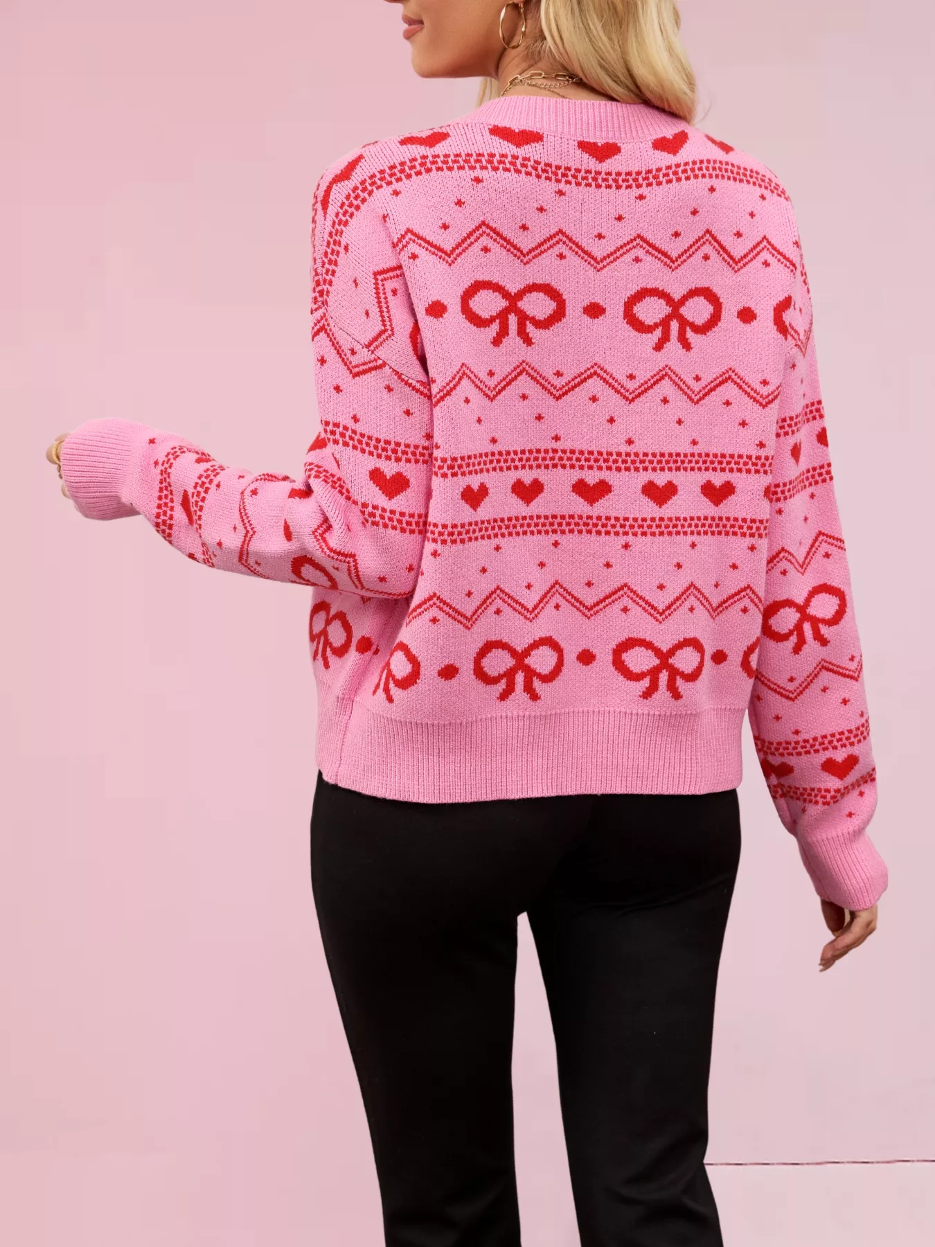 Bowknot Pattern Knit Cardigan - Image 6