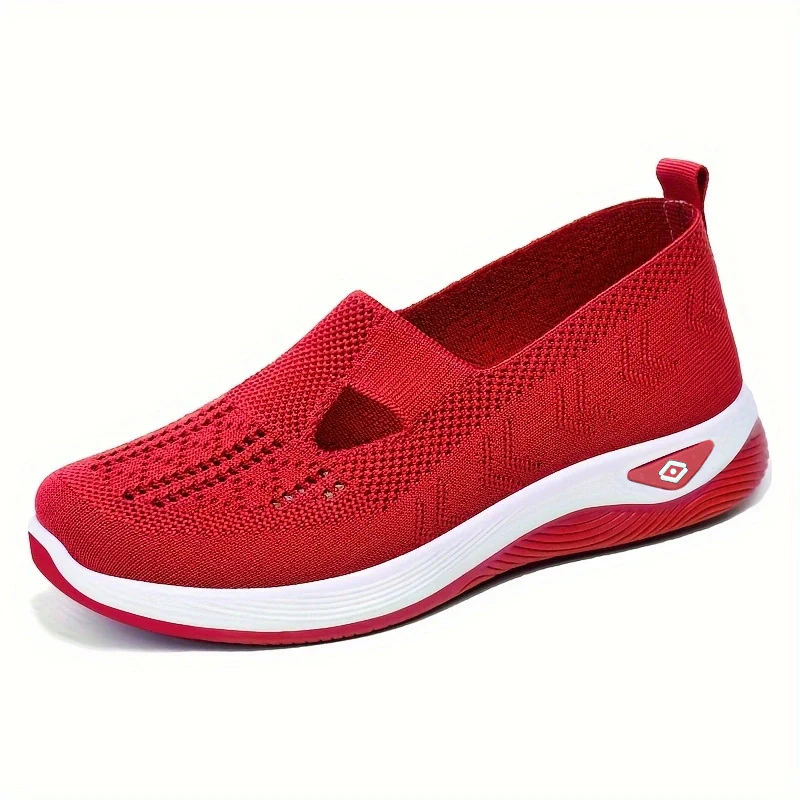 Breathable Mesh Round Toe Wedge Sneakers - Image 10