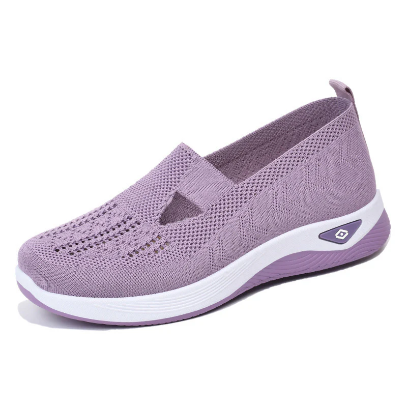 Breathable Mesh Round Toe Wedge Sneakers - Image 2