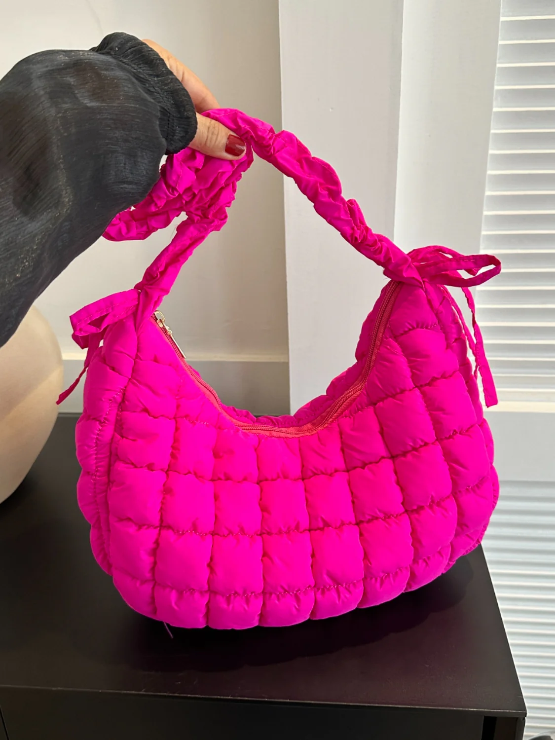 Bubble Texture Ruched Strap Quilted Shoulder Bag - Image 2