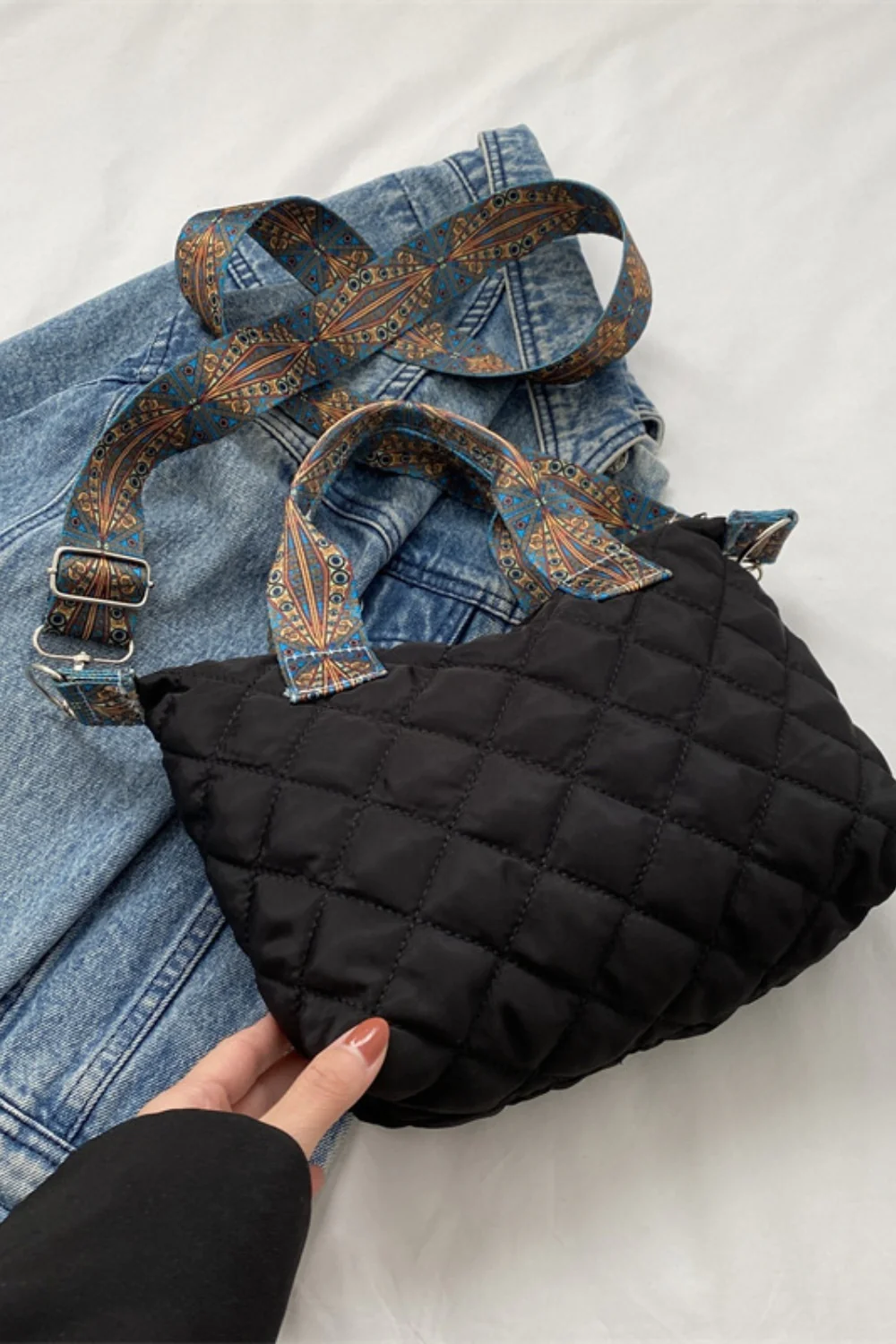 Bubble Textured Printed Strap Handbag - Image 12