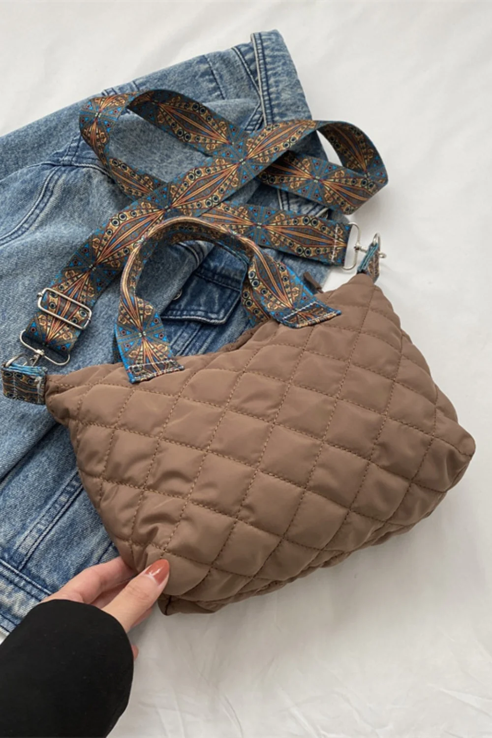 Bubble Textured Printed Strap Handbag - Image 4