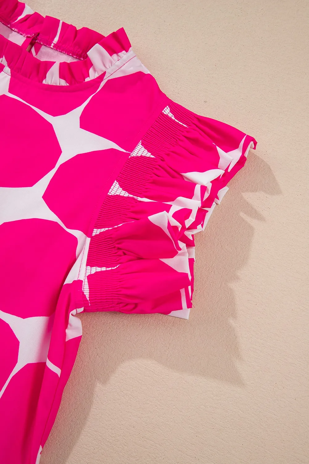 Bubblegum Pattern Frilled Collar Flutter Sleeve Top - Image 10