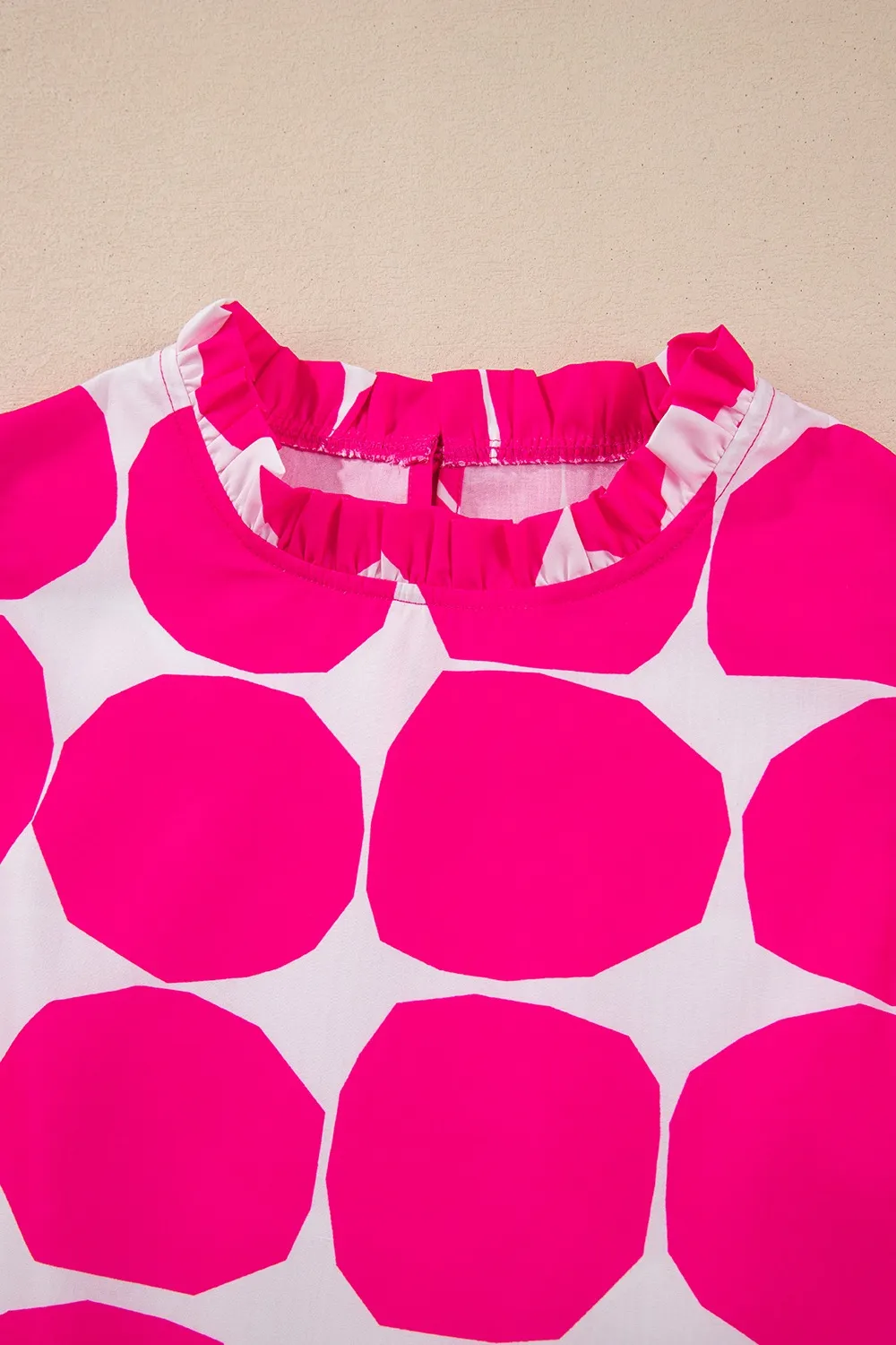 Bubblegum Pattern Frilled Collar Flutter Sleeve Top - Image 8