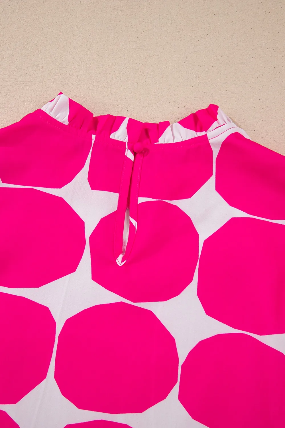 Bubblegum Pattern Frilled Collar Flutter Sleeve Top - Image 9