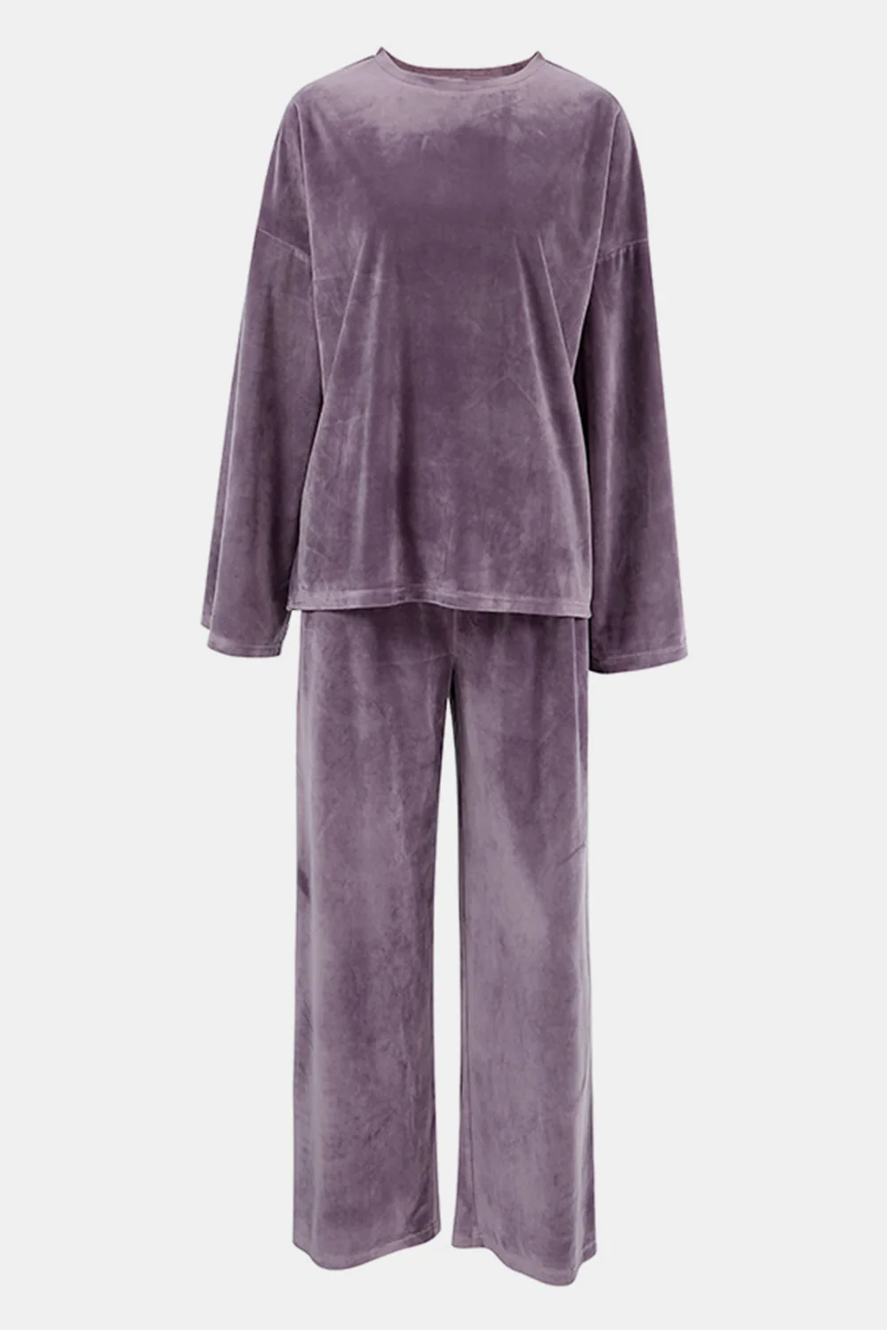 Buttery-Soft Round Neck Long Sleeve Top and Drawstring Pants Set - Image 8