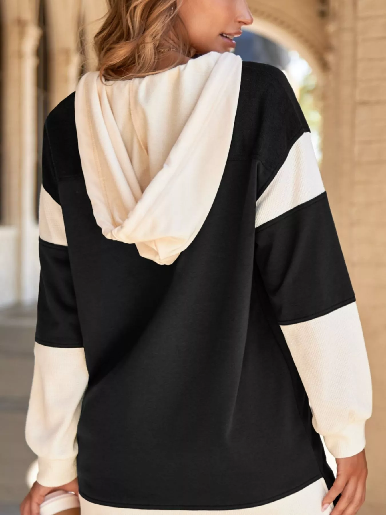 Button-Down Color Block Hoodie - Image 2