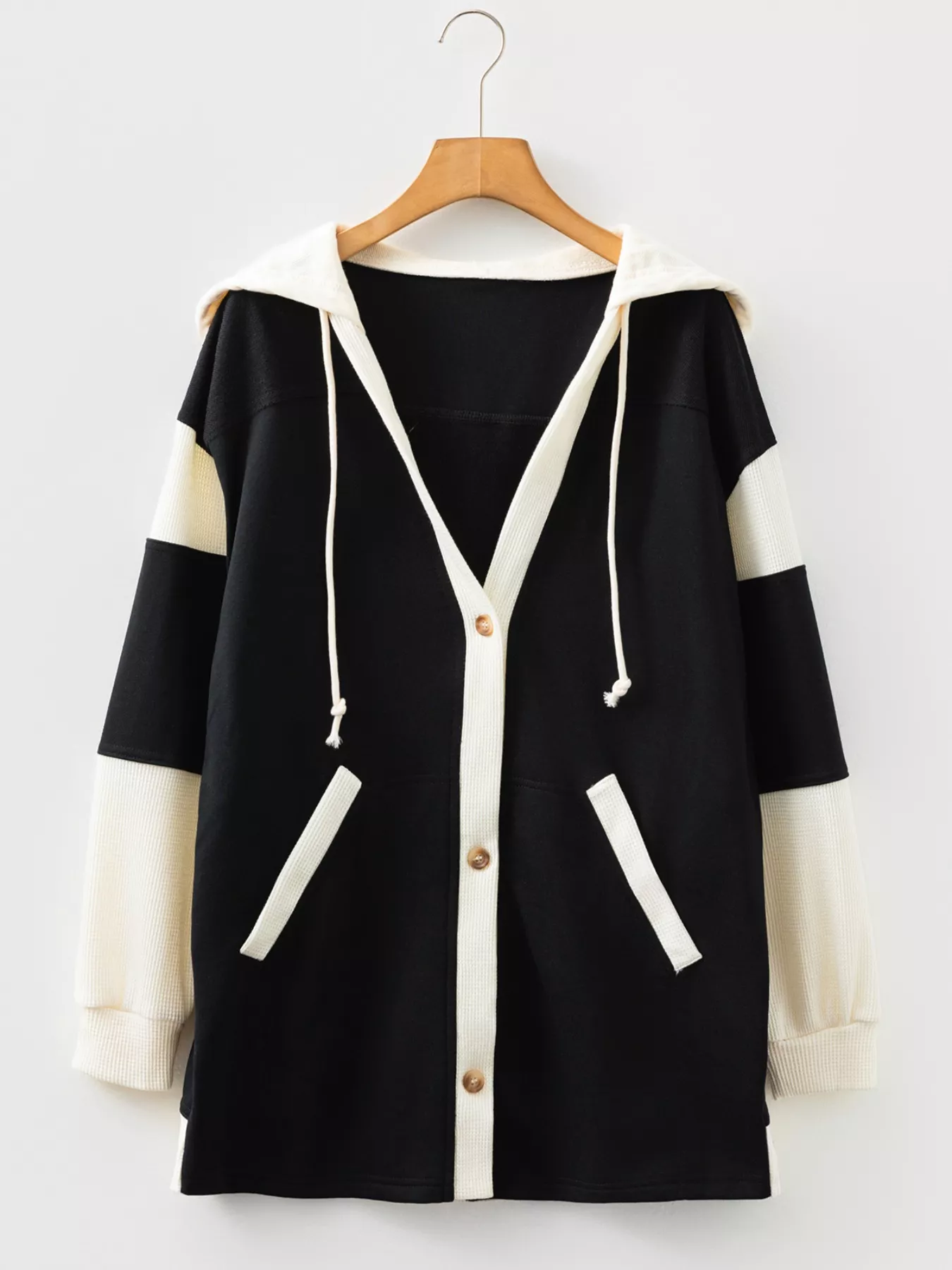 Button-Down Color Block Hoodie - Image 4