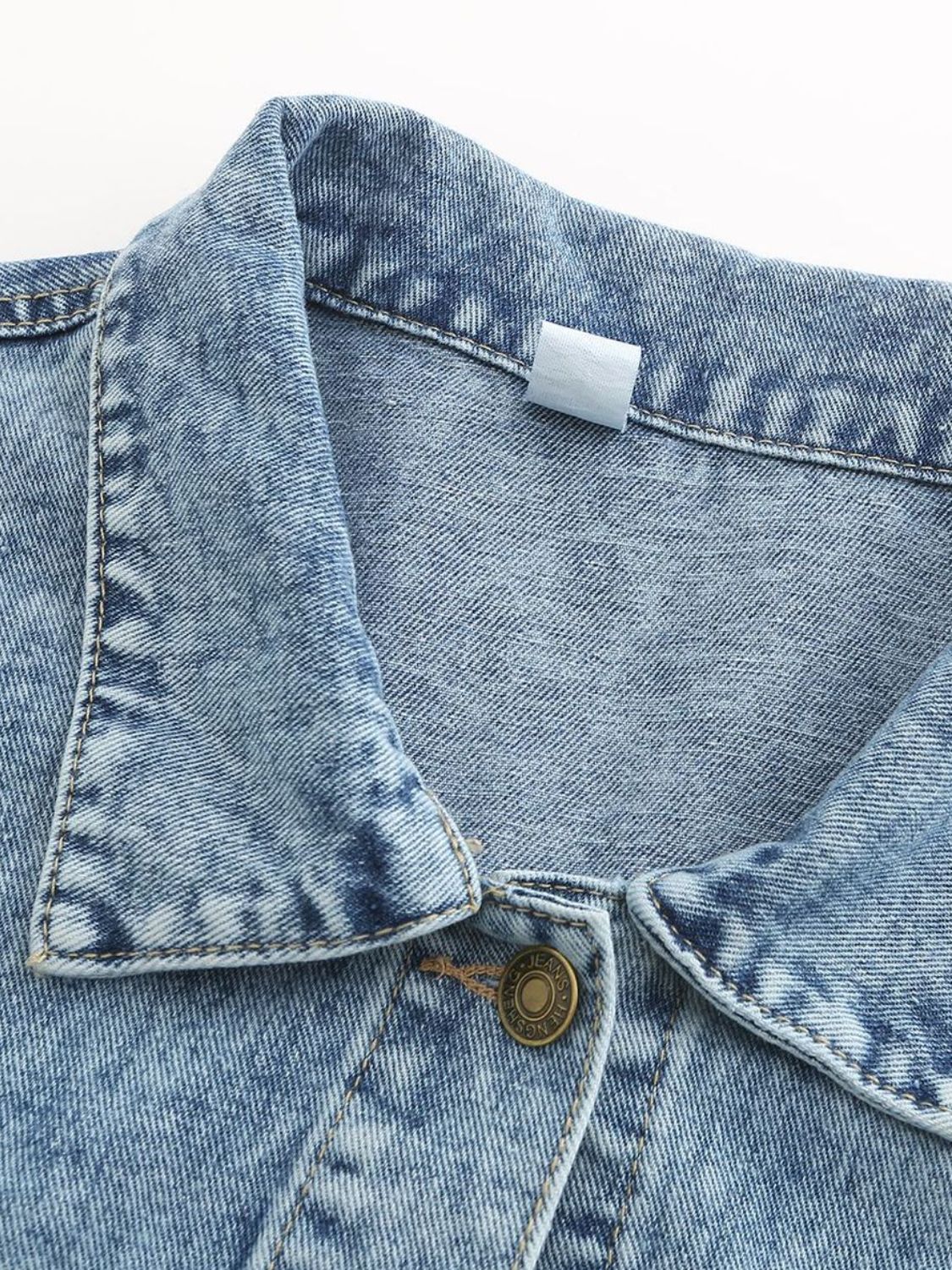 Button Down Drop Shoulder Denim Jacket - Image 11