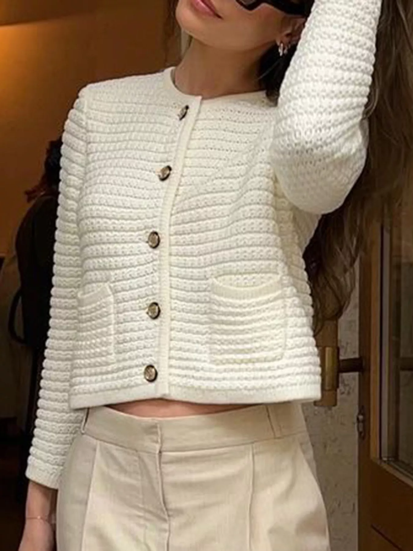 Button-Down Long Sleeve Cardigan - Image 2
