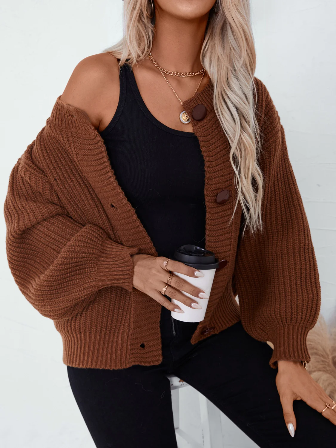 Button Down Long Sleeve Cardigan - Image 7