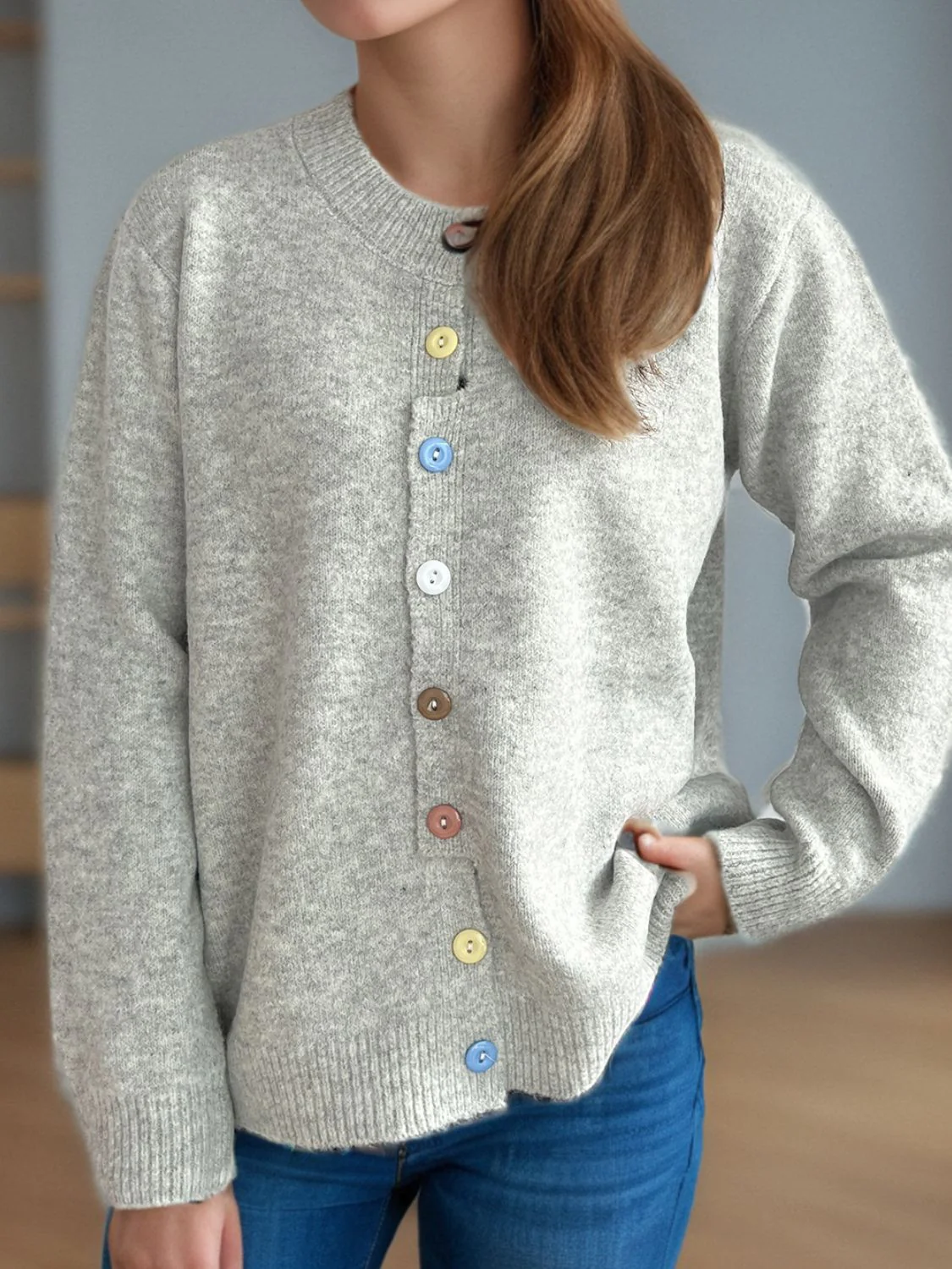 Button Down Long Sleeve Cardigan - Image 5