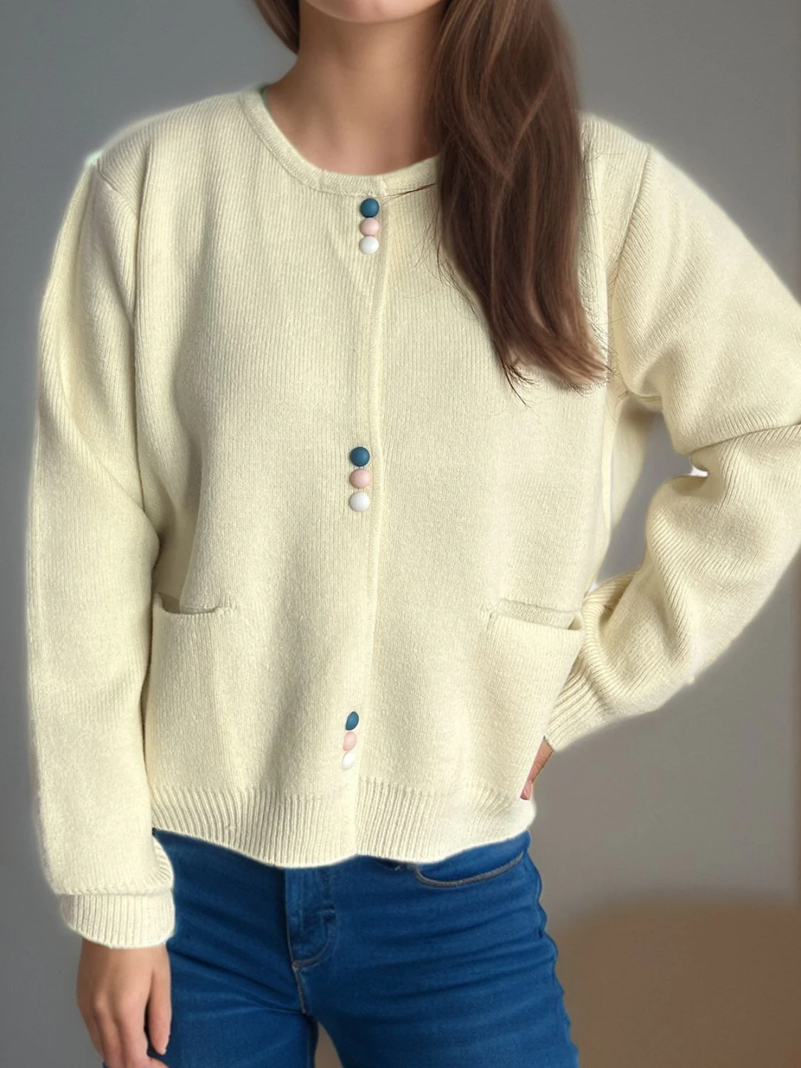 Button Down Long Sleeve Cardigan with Pockets - Image 14