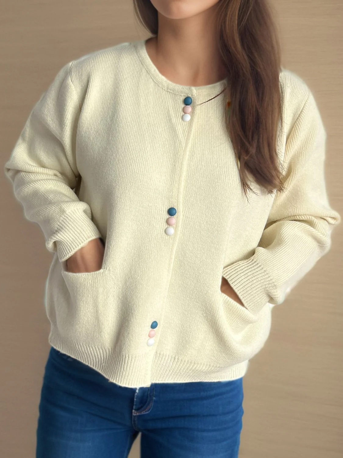 Button Down Long Sleeve Cardigan with Pockets - Image 15