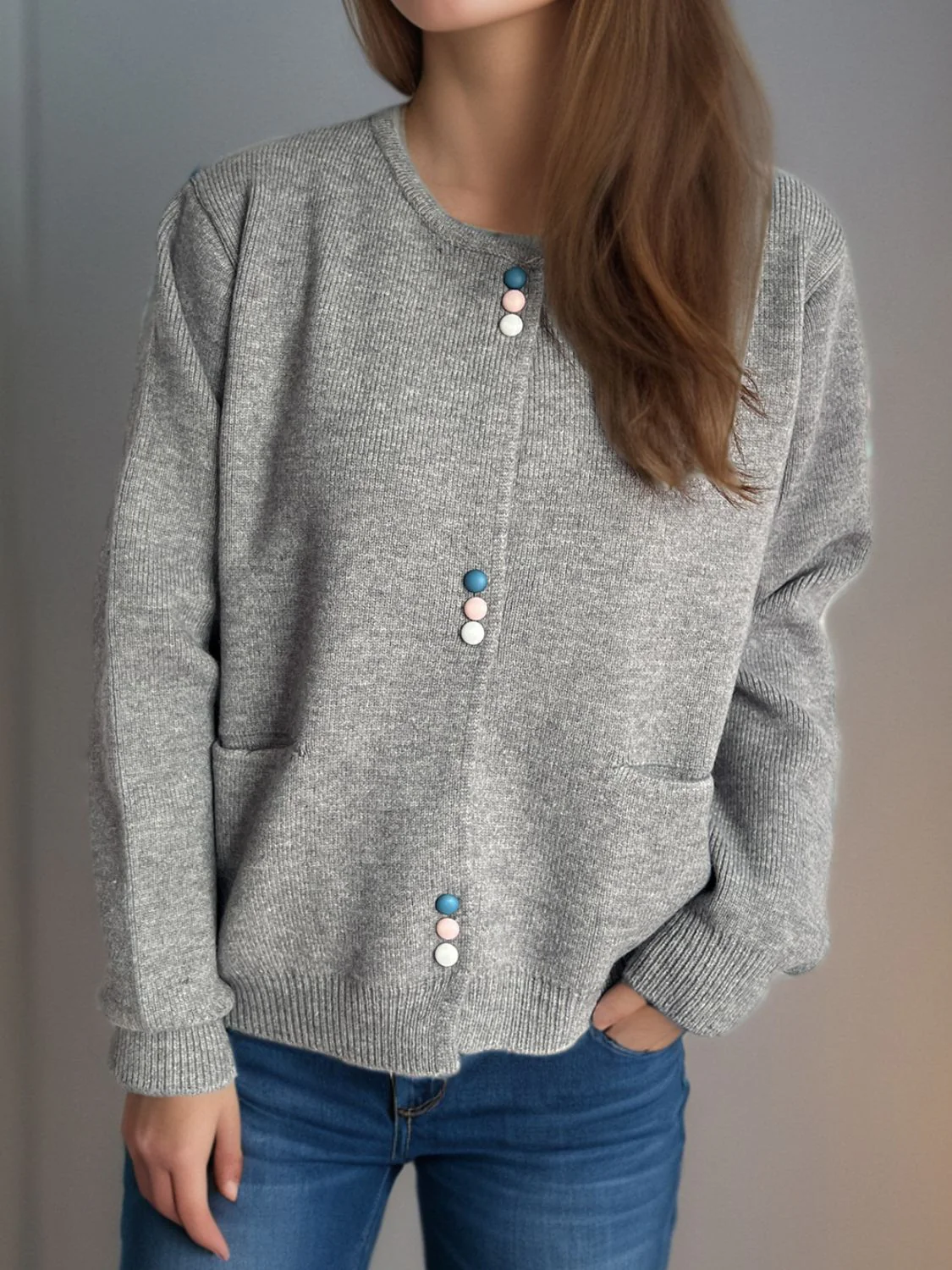 Button Down Long Sleeve Cardigan with Pockets - Image 17