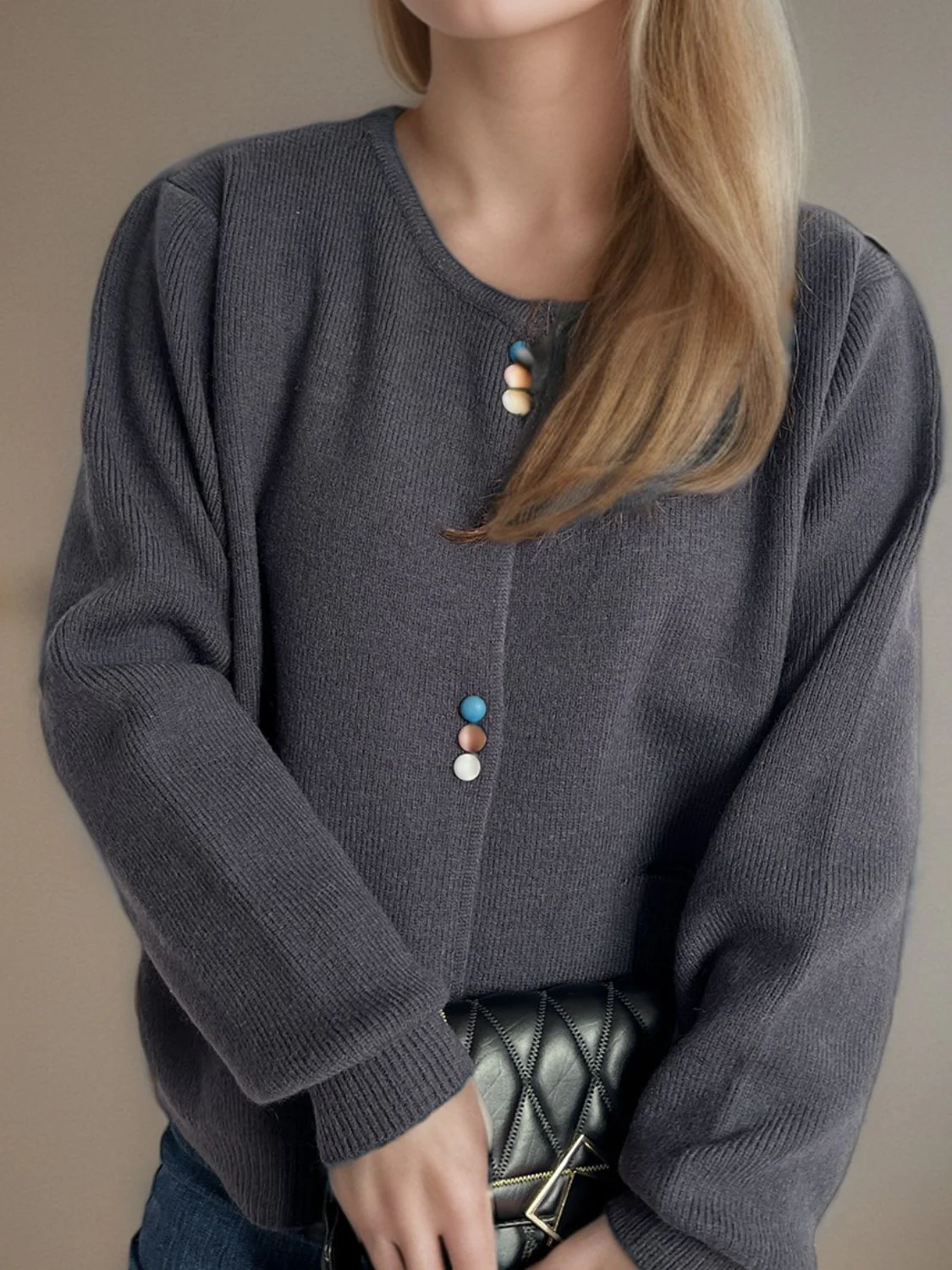 Button Down Long Sleeve Cardigan with Pockets - Image 8