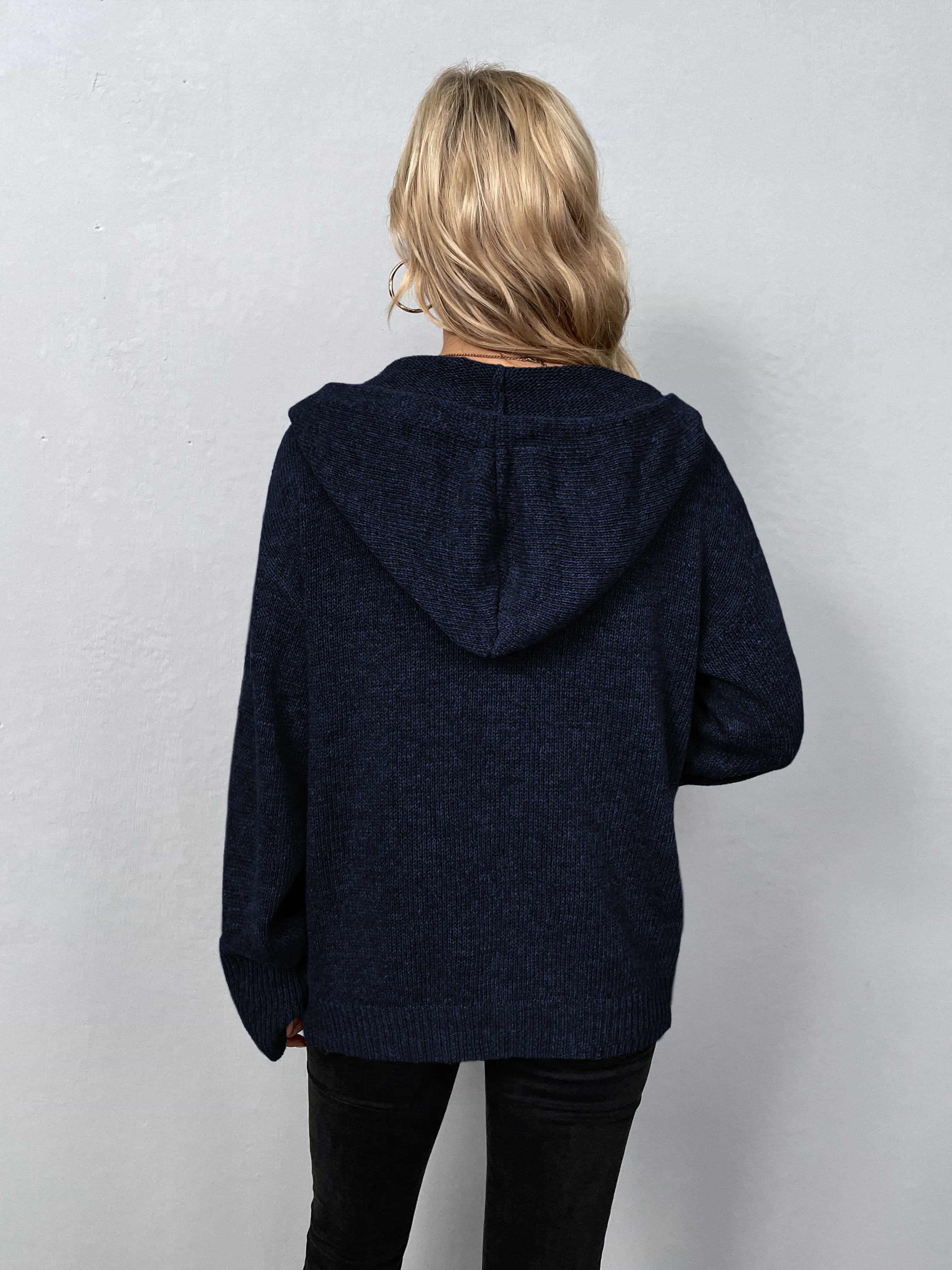 Button-Down Long Sleeve Hooded Sweater - Image 12