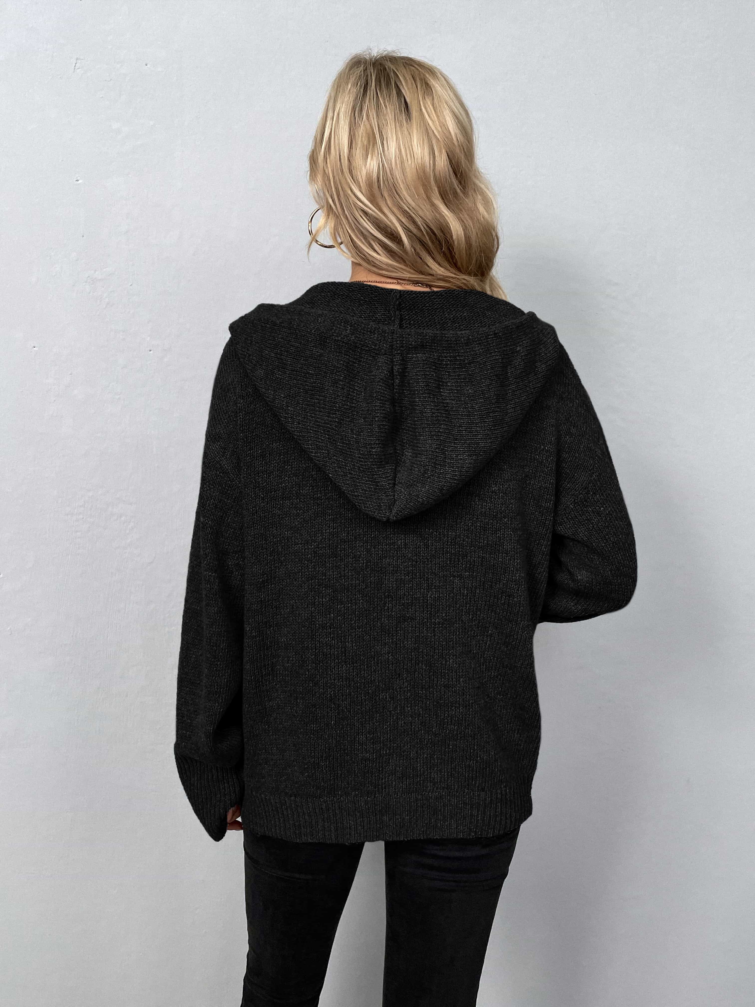 Button-Down Long Sleeve Hooded Sweater - Image 15