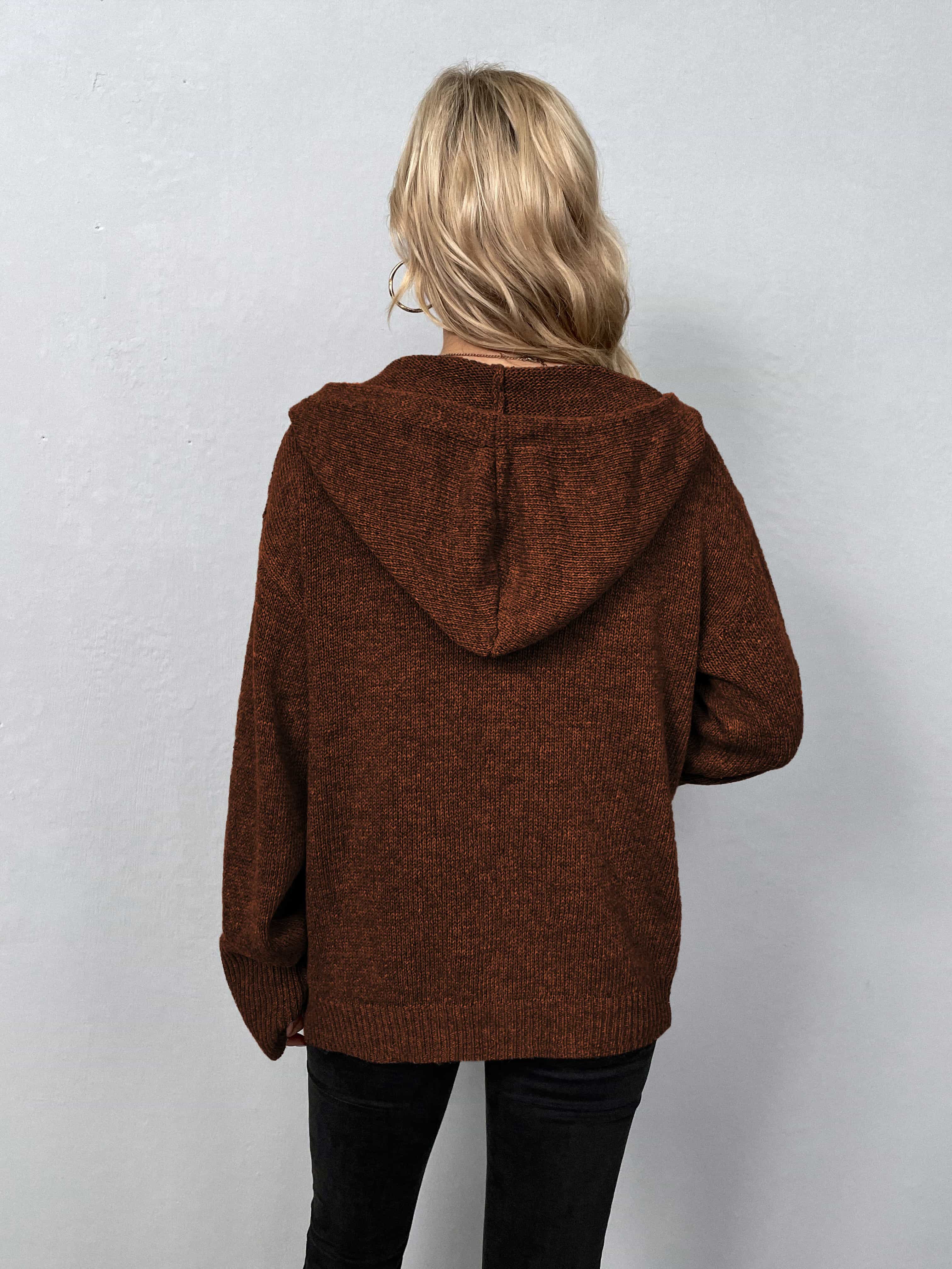 Button-Down Long Sleeve Hooded Sweater - Image 18