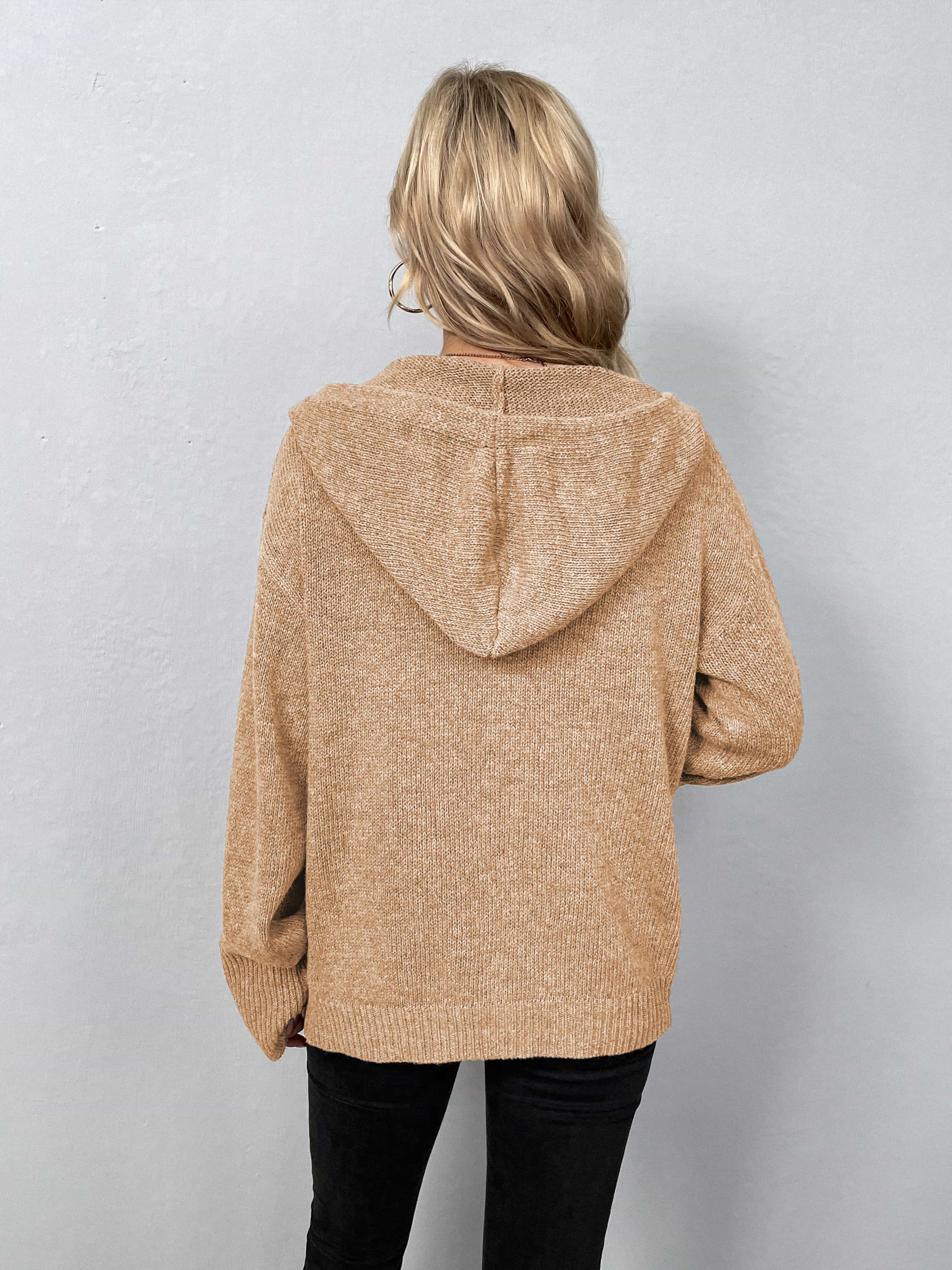 Button-Down Long Sleeve Hooded Sweater - Image 24