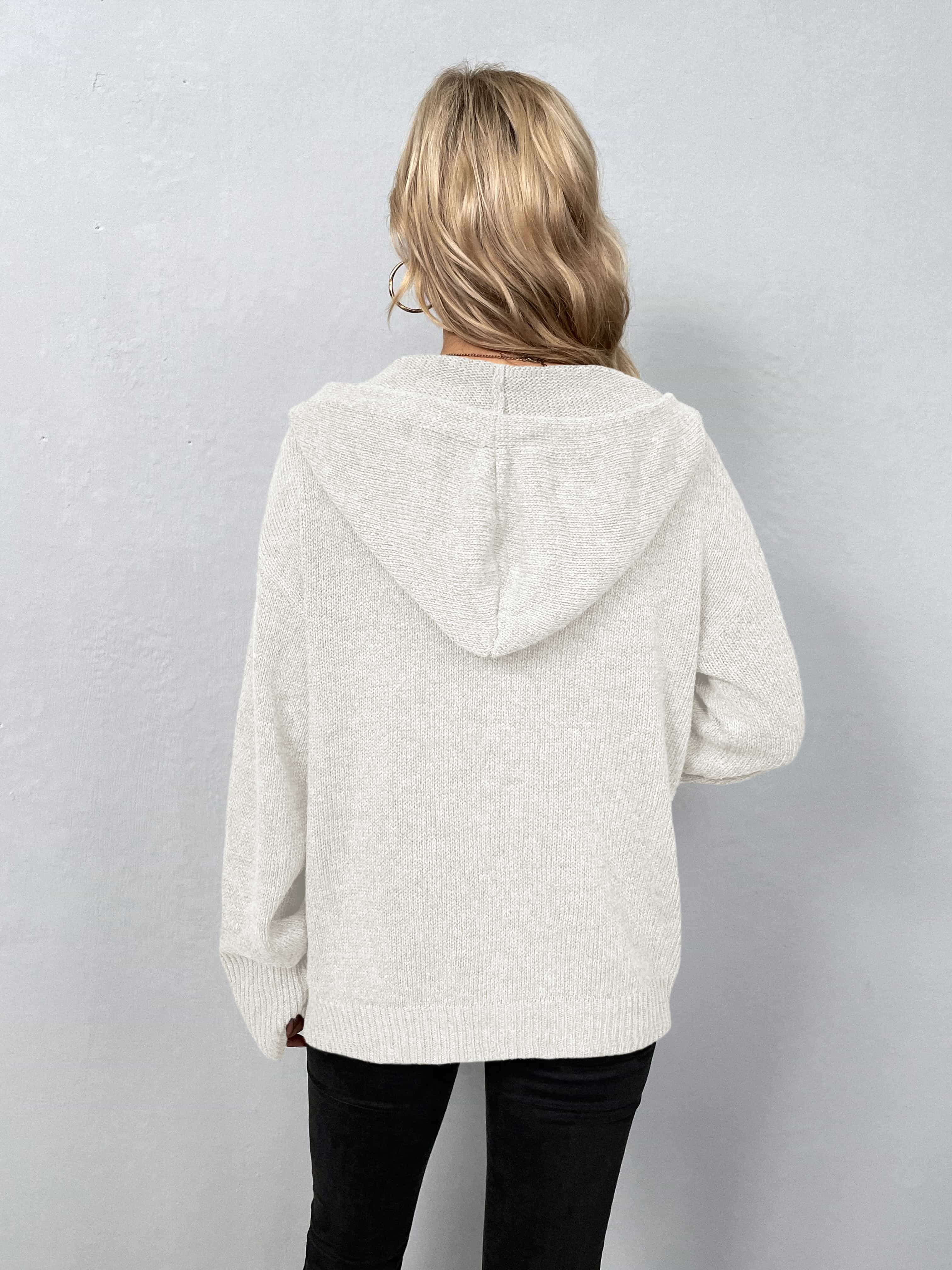 Button-Down Long Sleeve Hooded Sweater - Image 6