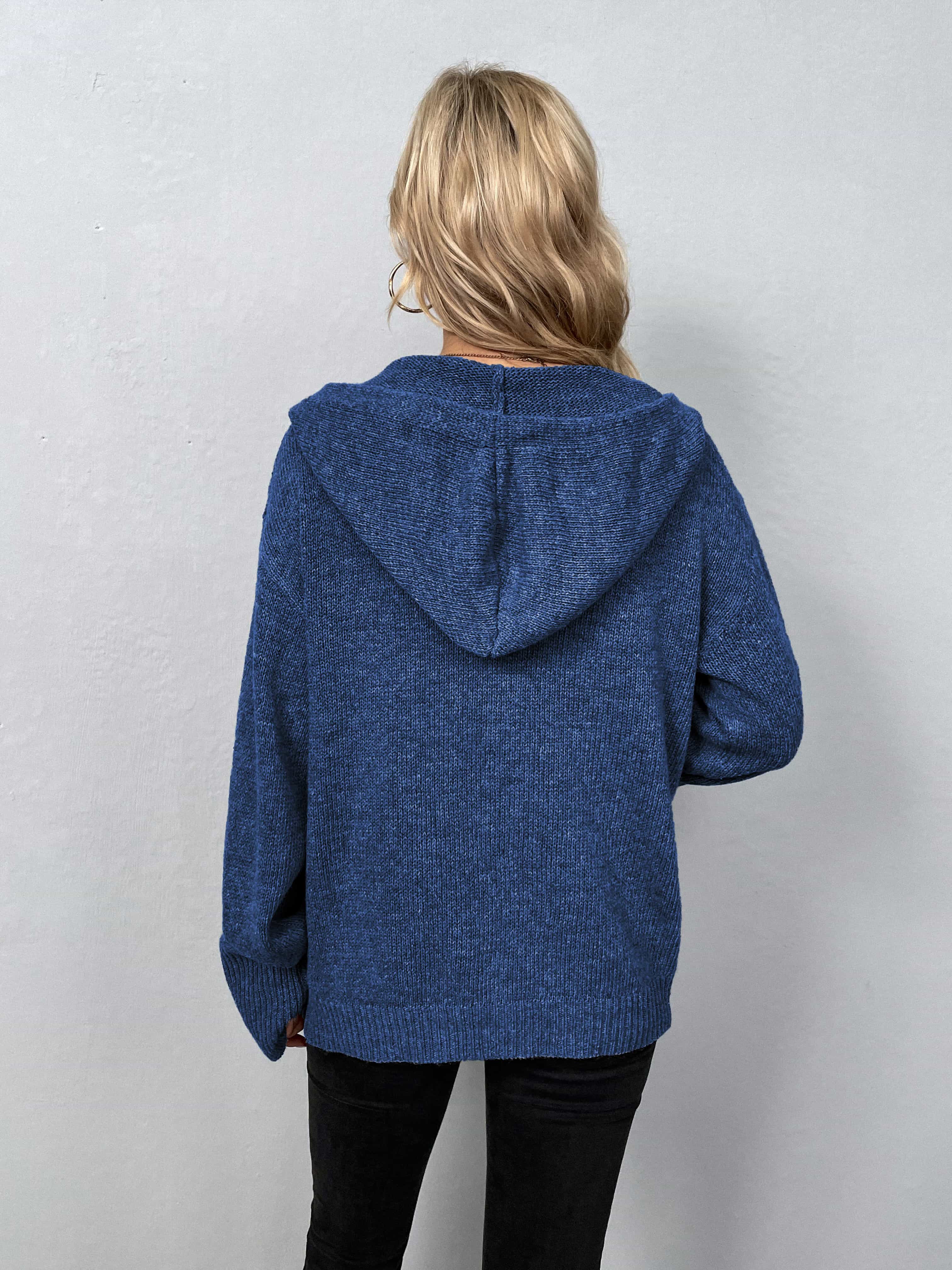 Button-Down Long Sleeve Hooded Sweater - Image 9