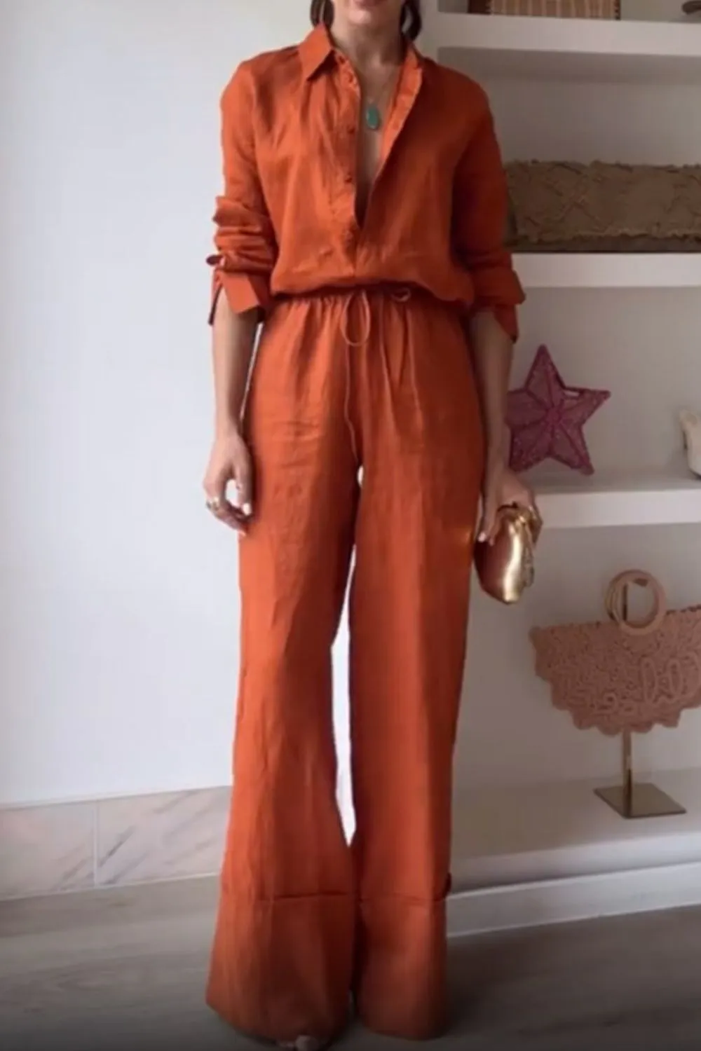 Button Down Shirt and Drawstring Pants - Image 2