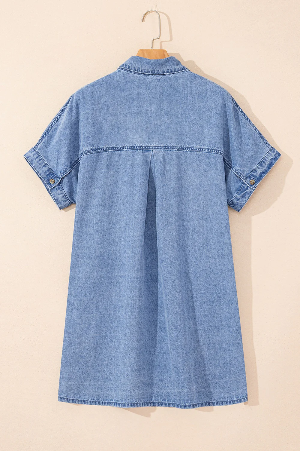 Button Down Short Sleeve Denim Dress - Image 4