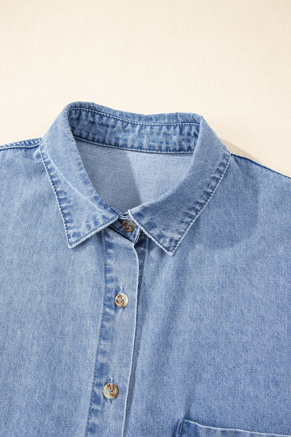 Button Down Short Sleeve Denim Dress - Image 5