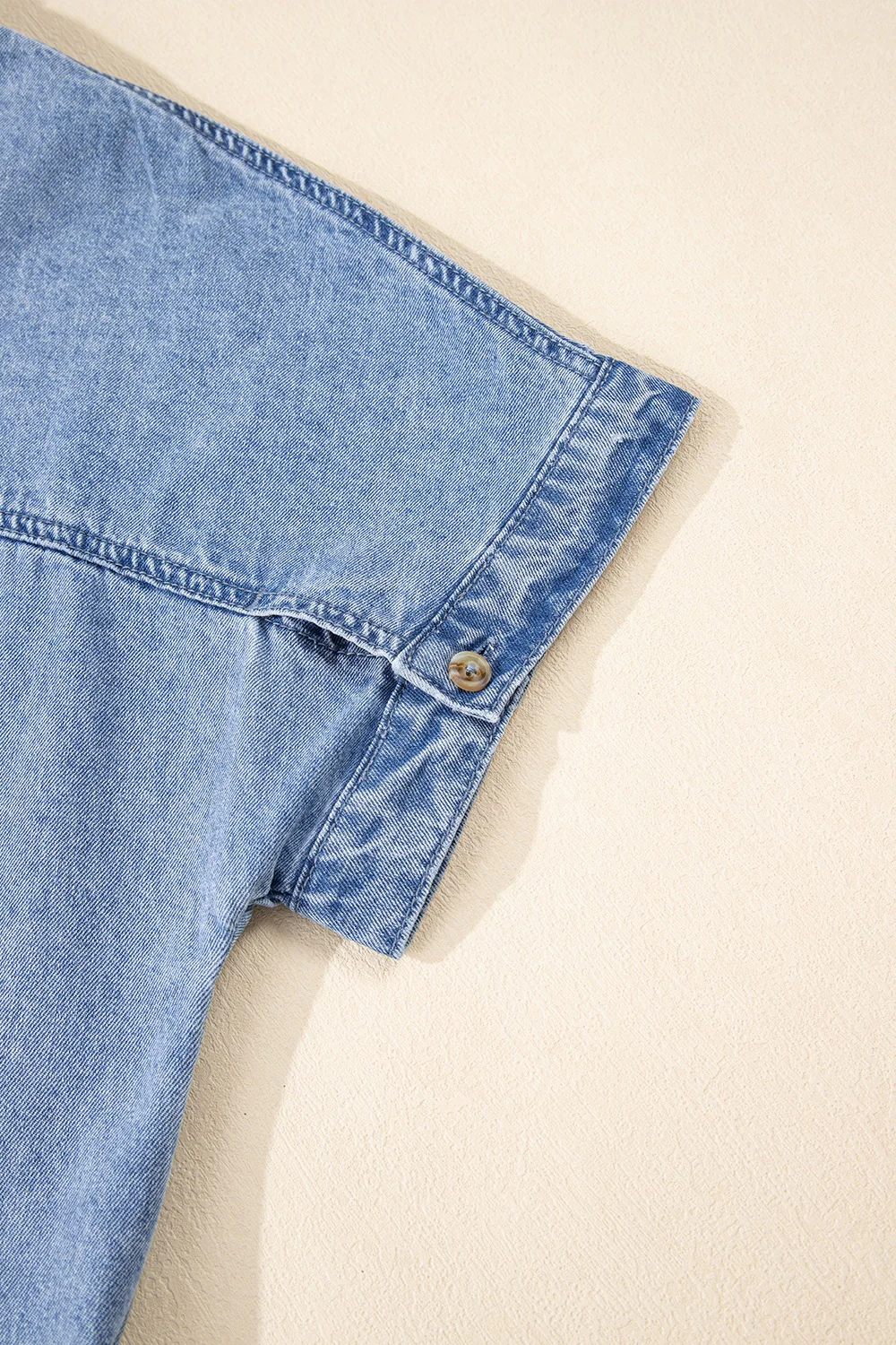 Button Down Short Sleeve Denim Dress - Image 7