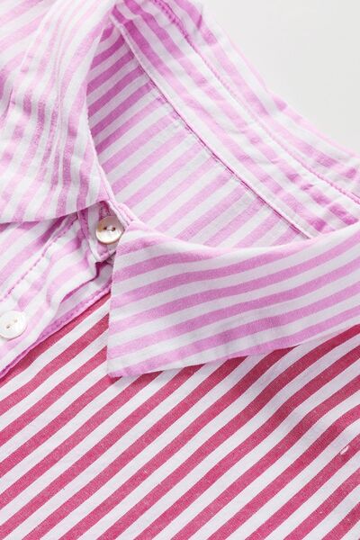 Button Down Striped Ruffled Hem Shirt - Image 5