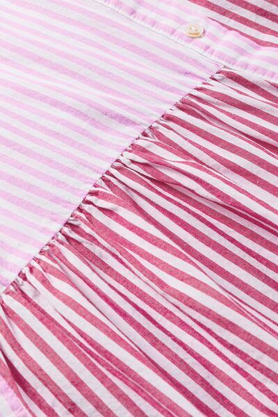 Button Down Striped Ruffled Hem Shirt - Image 6