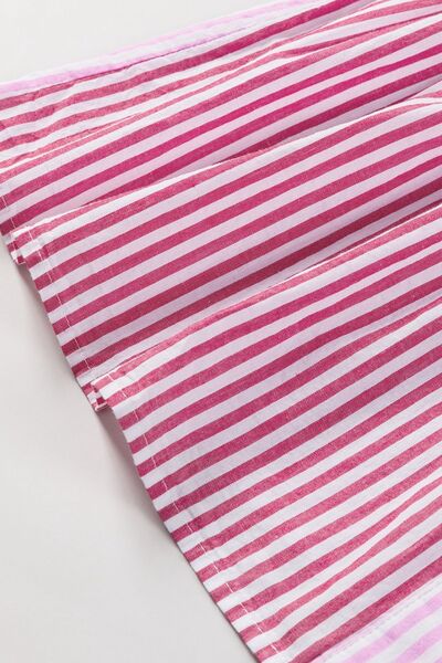 Button Down Striped Ruffled Hem Shirt - Image 7
