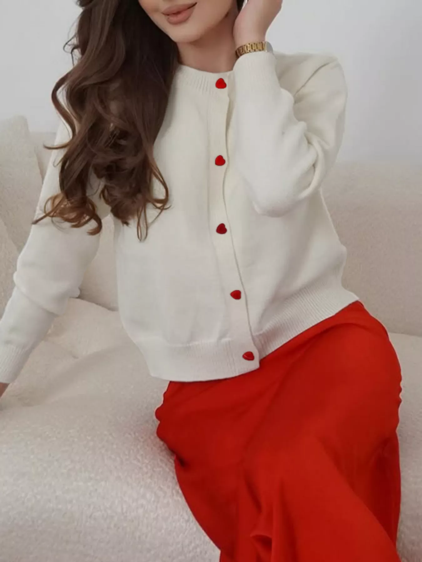 Button-Front Long Sleeve Cardigan - Image 2