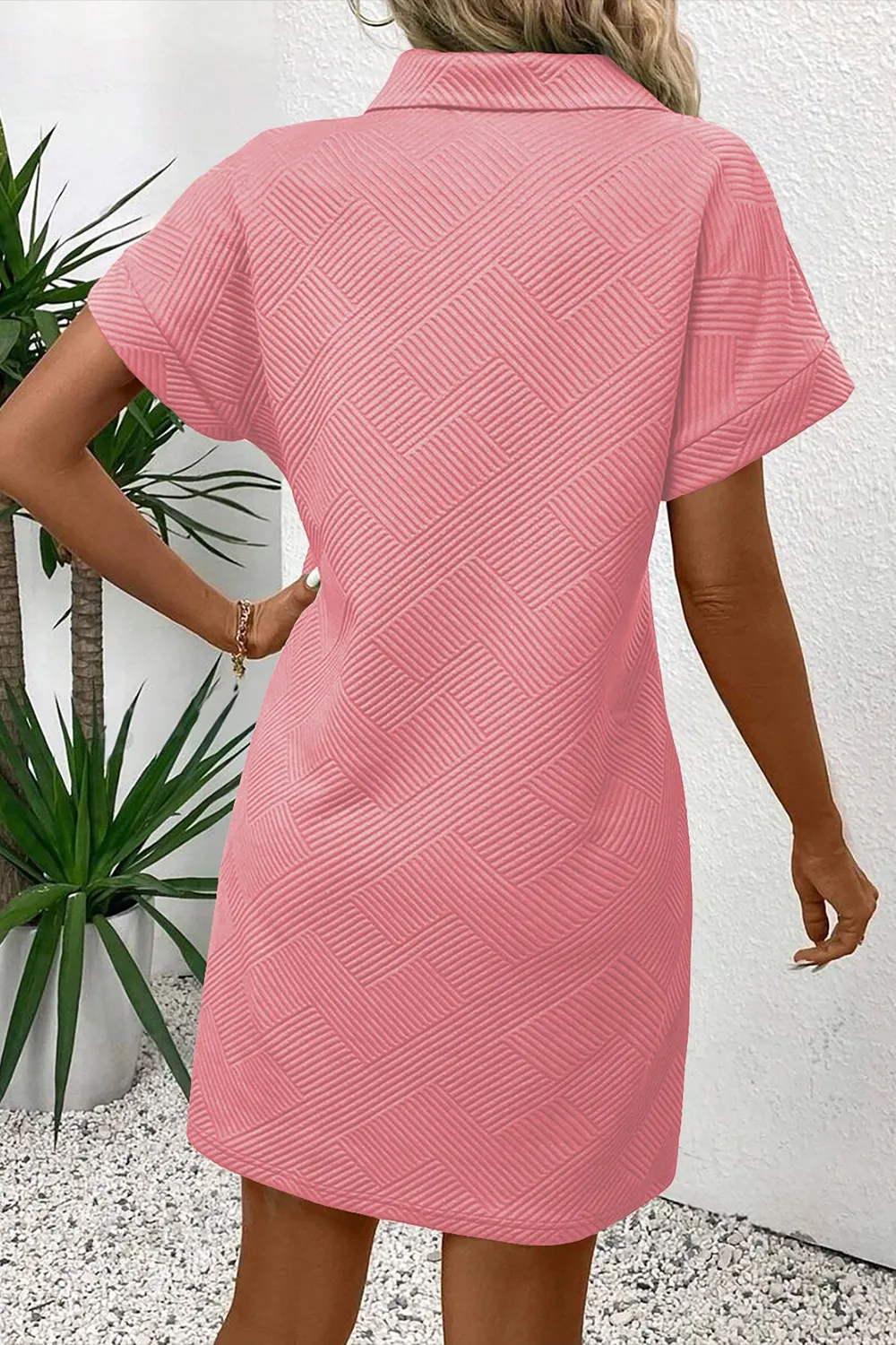 Button Front Short Sleeve Mini Dress - Image 18