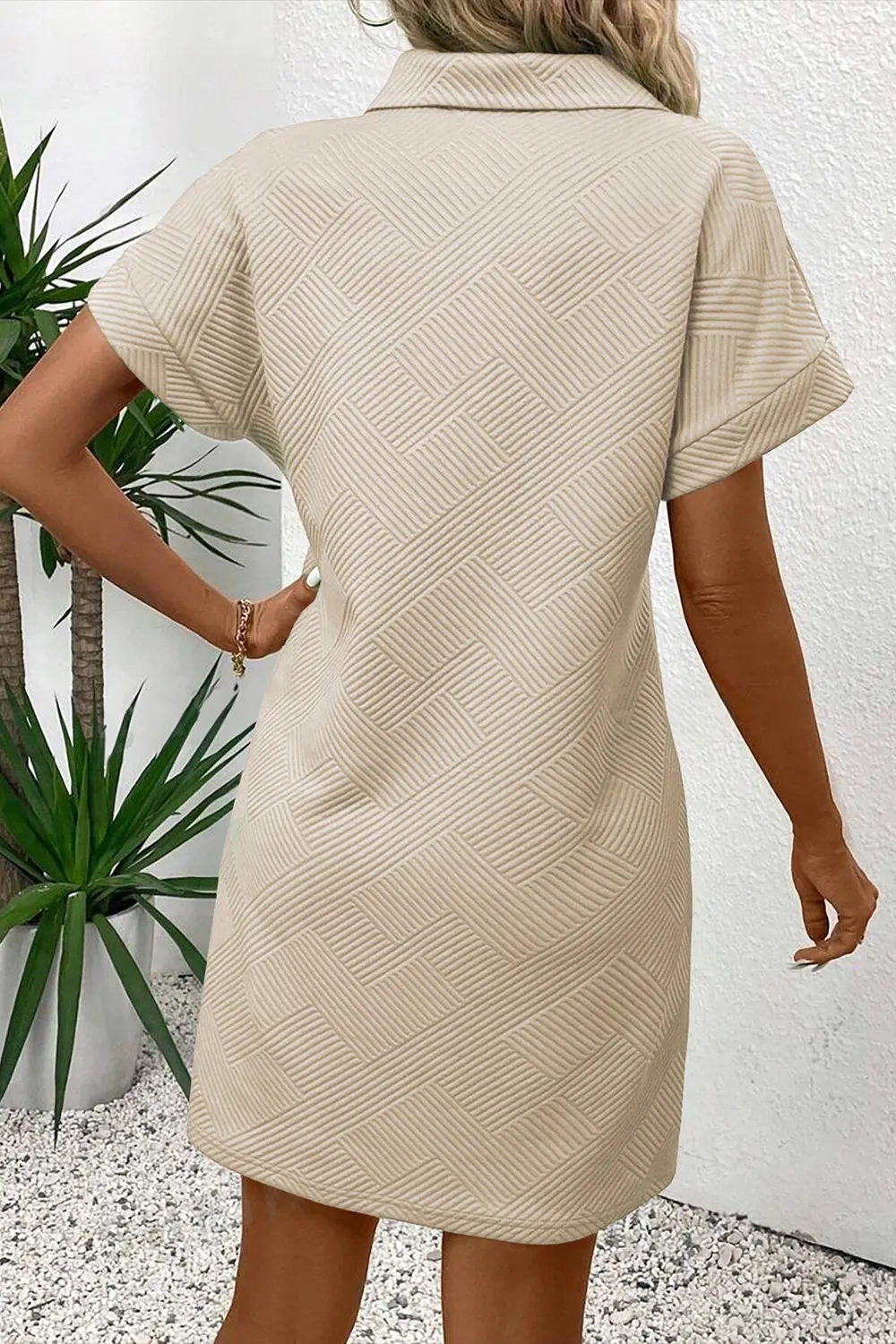 Button Front Short Sleeve Mini Dress - Image 2